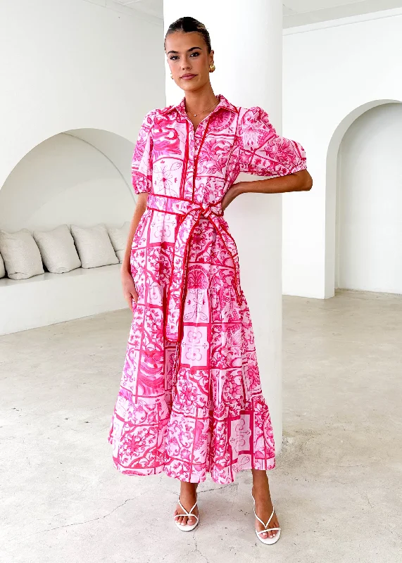 Backless Women Dress for a Sexy and Alluring Look at Evening EventsBackless Women Dress for a Sexy and Alluring Look at Evening EventsDeco Maxi Dress - Pink Tile