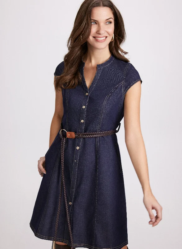 Empire Waist Women Dress to Accentuate the Bust and Conceal the WaistEmpire Waist Women Dress to Accentuate the Bust and Conceal the WaistDenim Button Dress