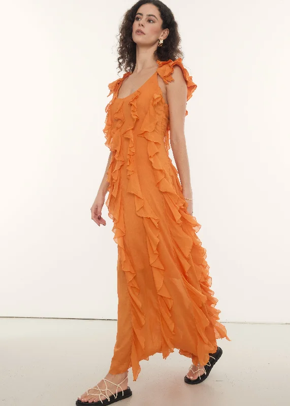 Printed Abstract Women Dress for a Modern and Artistic AppealPrinted Abstract Women Dress for a Modern and Artistic AppealInis Maxi | Orange