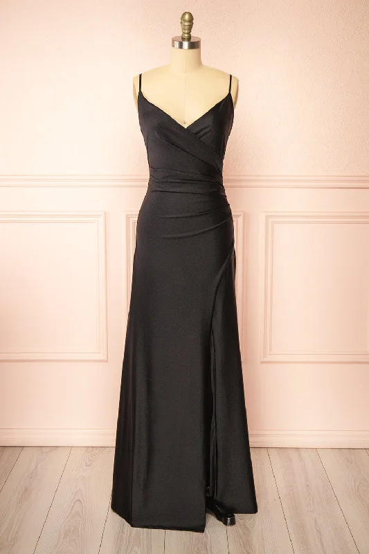 Wrap - Style Women Dress with Adjustable Fit for All Body TypesWrap - Style Women Dress with Adjustable Fit for All Body TypesNyra Black | Mermaid Dress w/ Wrapped Bodice