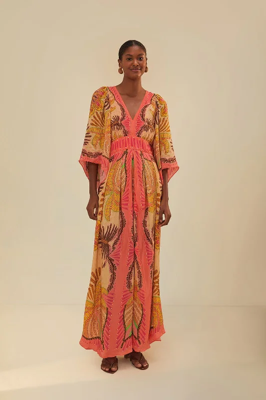 Plus Size Women Dress with a Flattering A - Line Cut for Comfort and StylePlus Size Women Dress with a Flattering A - Line Cut for Comfort and StyleSand Palms Scarf Maxi Dress
