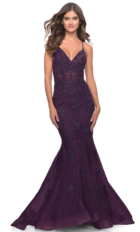 Wrap - Style Women Dress with Adjustable Fit for All Body TypesWrap - Style Women Dress with Adjustable Fit for All Body TypesLa Femme 31316 - Embroidered Trumpet Sleeveless Gown Wrap - Style Women Dress with Adjustable Fit for All Body TypesWrap - Style Women Dress with Adjustable Fit for All Body TypesLa Femme 31316 - Embroidered Trumpet Sleeveless Gown