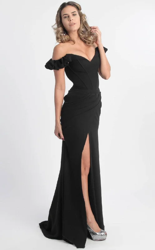 Off - the - Shoulder Women Dress for a Romantic and Feminine LookOff - the - Shoulder Women Dress for a Romantic and Feminine LookMNM Couture - Ruffled Off-Shoulder Sleeve Sheath Dress G0665
