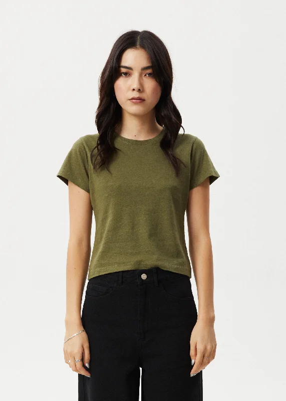 V - Neck Women T Shirt to Enhance the NecklineAFENDS Womens Carmen - Baby Tee - Military V - Neck Women T Shirt to Enhance the NecklineAFENDS Womens Carmen - Baby Tee - Military