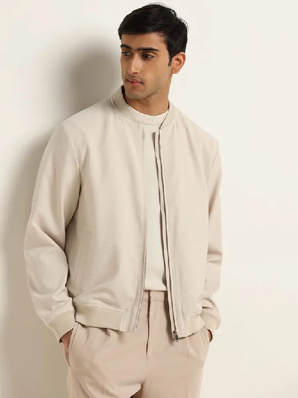 Belted Women Shorts to Enhance the WaistlineAscot Beige Relaxed Fit Bomber Jacket