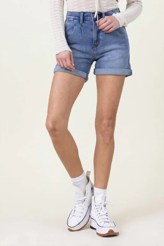 Embroidered Women Shorts with Intricate DesignsDenim Shorts With Pin Tuck Detail In Medium Stone Embroidered Women Shorts with Intricate DesignsDenim Shorts With Pin Tuck Detail In Medium Stone
