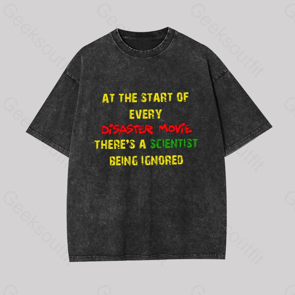 Embroidered Women T Shirt with Intricate DetailsDisaster Movies Scientist Geek Washed T-shirt Embroidered Women T Shirt with Intricate DetailsDisaster Movies Scientist Geek Washed T-shirt