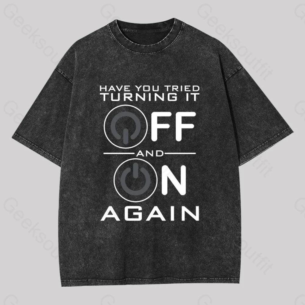 Plus Size Women T Shirt for a Comfortable and Flattering FitHave You Tried Turning it Off Washed T-shirt Plus Size Women T Shirt for a Comfortable and Flattering FitHave You Tried Turning it Off Washed T-shirt