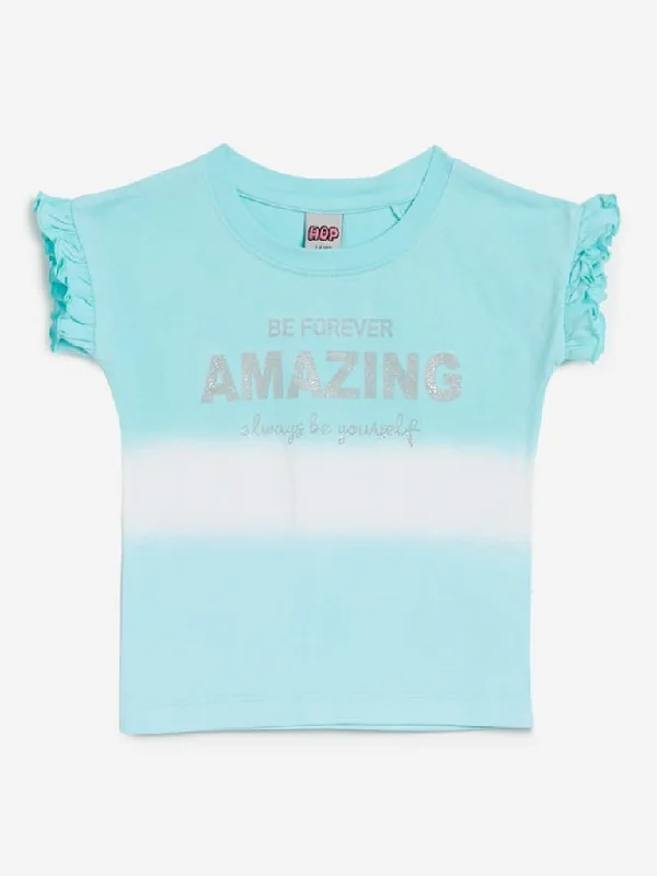 Tie - Waist Women Shorts for a Customizable FitHOP Kids Aqua Colour-Blocked Top