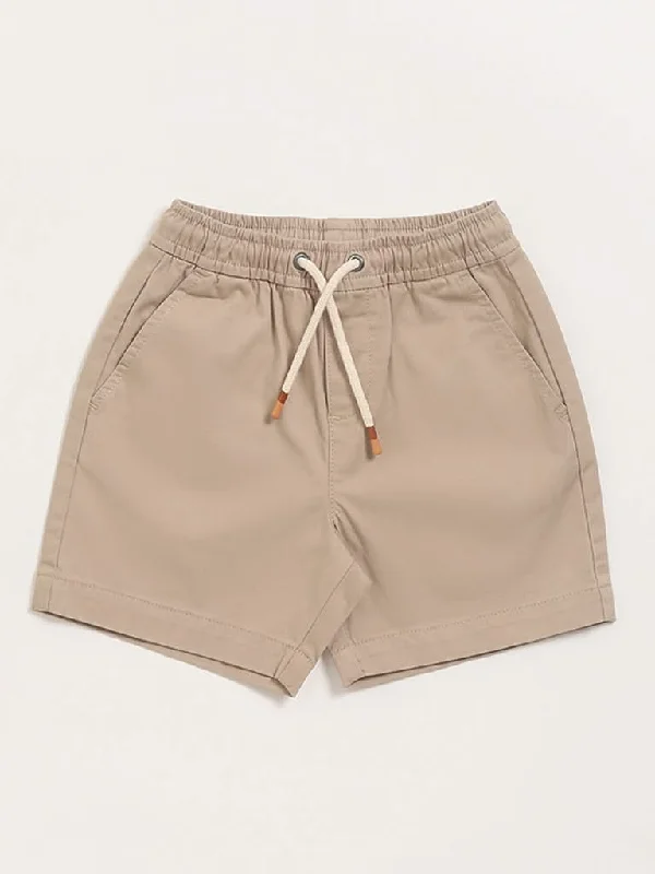 Embroidered Women Shorts with Intricate DesignsHOP Kids Beige Cotton Shorts