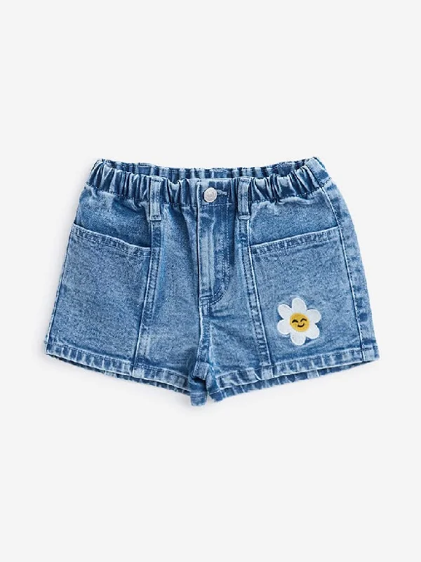 Patterned Geometric Women Shorts for a Modern AppealHOP Kids Blue Denim High-Rise Shorts Patterned Geometric Women Shorts for a Modern AppealHOP Kids Blue Denim High-Rise Shorts