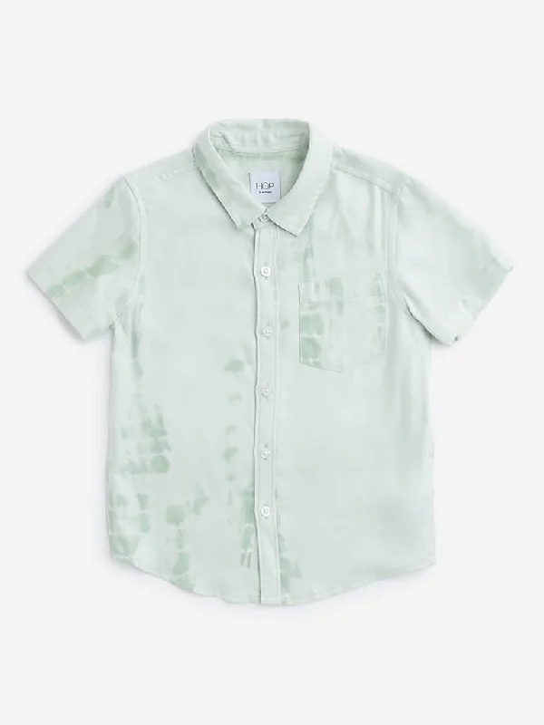 Ruffled Hem Women Shorts to Add a Feminine TouchHOP Kids Sage Abstract Printed Shirt Ruffled Hem Women Shorts to Add a Feminine TouchHOP Kids Sage Abstract Printed Shirt