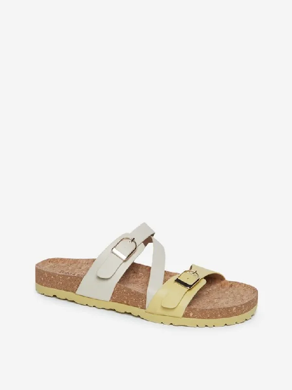 Jeanette Women Shorts with a Soft and Comfortable FeelLUNA BLU Yellow Buckle Design Sandals