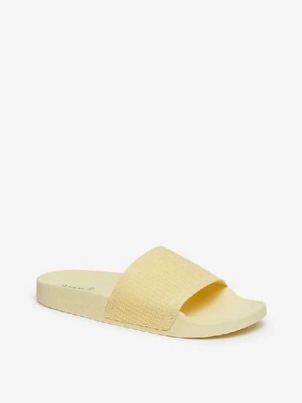 Leather Look Women Shorts for an Edgy and Chic StyleLUNA BLU Yellow Pool Slides