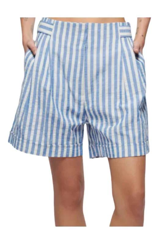 High - Waisted Women Shorts for a Retro and Flattering LookMaja Short In Parisian Blue Stripe High - Waisted Women Shorts for a Retro and Flattering LookMaja Short In Parisian Blue Stripe