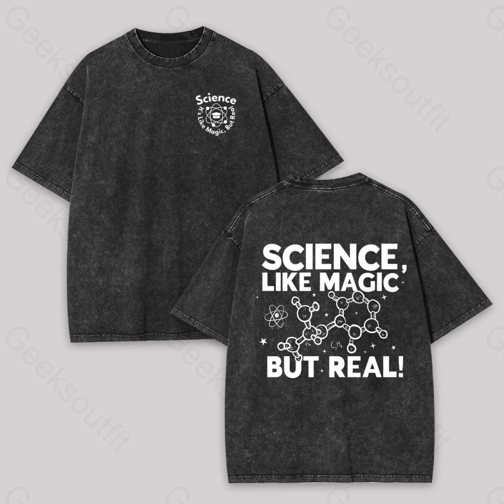 V - Neck Women T Shirt to Enhance the NecklineScience Like Magic But Real Geek Washed T-shirt V - Neck Women T Shirt to Enhance the NecklineScience Like Magic But Real Geek Washed T-shirt