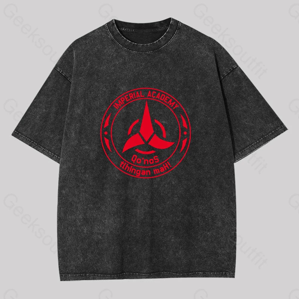 Tie - Dye Women T Shirt with a Bohemian VibeStar Trek Discovery Qo'noS Klingon Academy Geek Washed T-shirt Tie - Dye Women T Shirt with a Bohemian VibeStar Trek Discovery Qo'noS Klingon Academy Geek Washed T-shirt