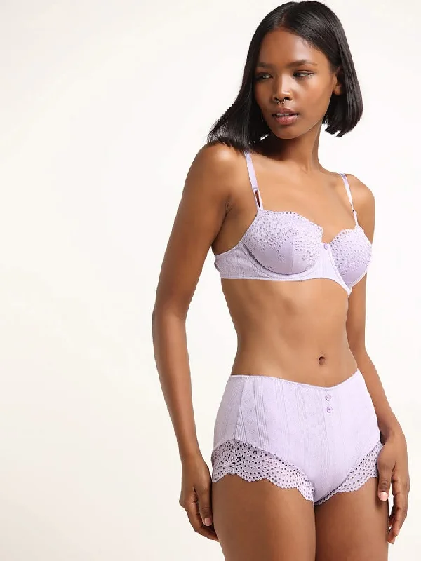 Cuffed Women Shorts for a Laid - Back and Trendy LookSuperstar Lilac Cotton Blend Pointelle Lace Brief Cuffed Women Shorts for a Laid - Back and Trendy LookSuperstar Lilac Cotton Blend Pointelle Lace Brief