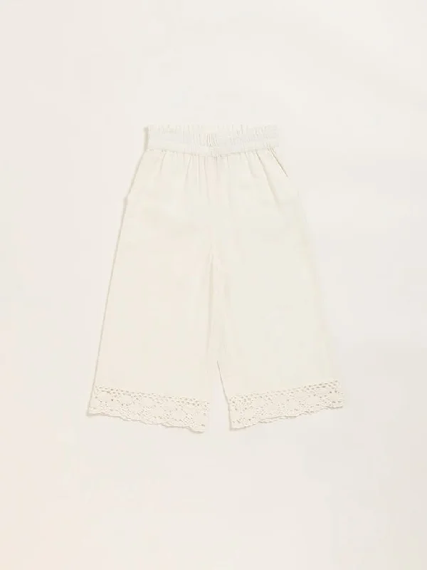 High - Waisted Women Shorts for a Retro and Flattering LookUtsa Kids Off-White Lace Trim Palazzos (2 - 8yrs) High - Waisted Women Shorts for a Retro and Flattering LookUtsa Kids Off-White Lace Trim Palazzos (2 - 8yrs)