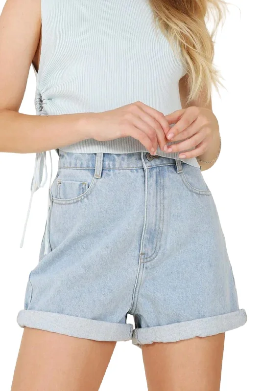 High - Waisted Women Shorts for a Retro and Flattering LookVintage Vibe Denim Shorts In Light Wash