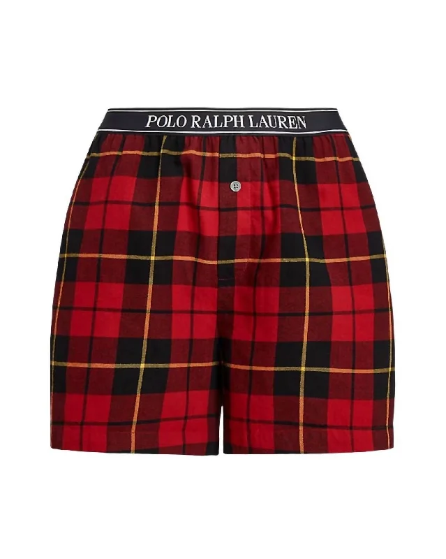 Ruffled Hem Women Shorts to Add a Feminine TouchWomen's Flannel Boxer Short In Wallace Plaid Ruffled Hem Women Shorts to Add a Feminine TouchWomen's Flannel Boxer Short In Wallace Plaid