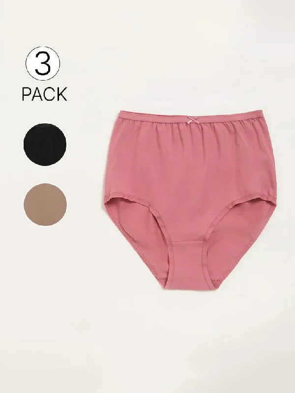 Elastic Waist Women Shorts for Easy Wear and ComfortWunderlove Solid Cotton Blend Full Briefs - Pack of 3 Elastic Waist Women Shorts for Easy Wear and ComfortWunderlove Solid Cotton Blend Full Briefs - Pack of 3