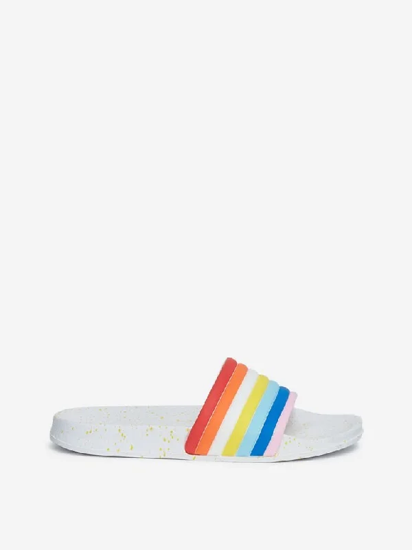 Cuffed Women Shorts for a Laid - Back and Trendy LookYellow Multicolour Striped Pool Slides Cuffed Women Shorts for a Laid - Back and Trendy LookYellow Multicolour Striped Pool Slides