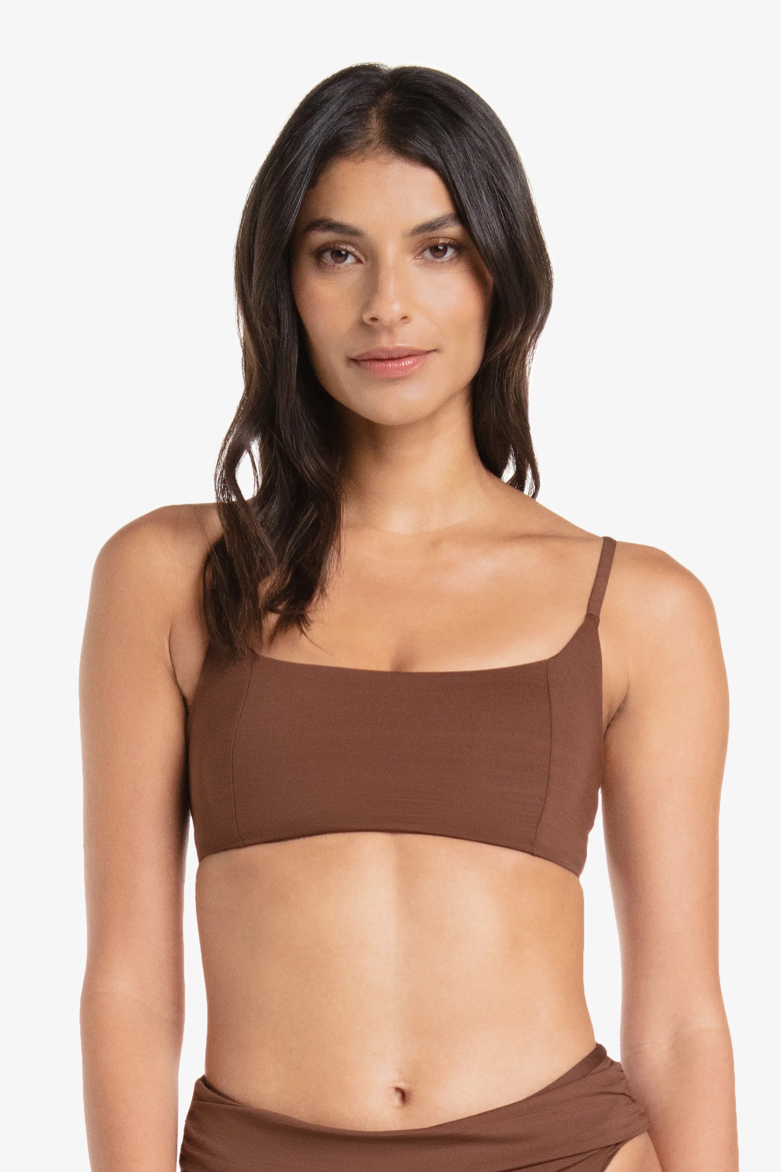 String bikini for a minimalistic and sexy beach styleBallet Bralette | Textured Chocolate Brown String bikini for a minimalistic and sexy beach styleBallet Bralette | Textured Chocolate Brown
