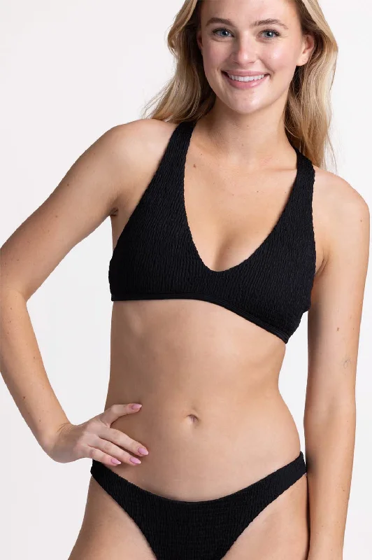 Tie - side bikini bottoms for an adjustable and stylish fitAster Smocked Bikini Top - Black Tie - side bikini bottoms for an adjustable and stylish fitAster Smocked Bikini Top - Black