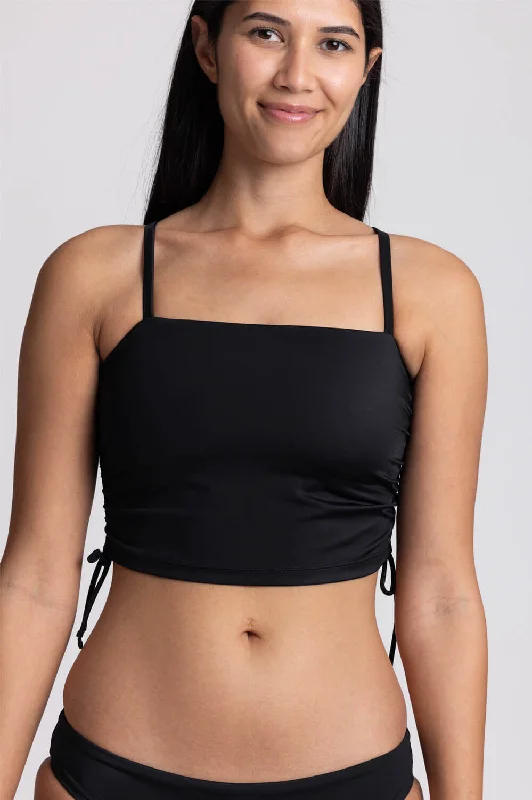 Ruched bikini with fabric gathers for a slimming effectMaggie Bikini Top - Black
