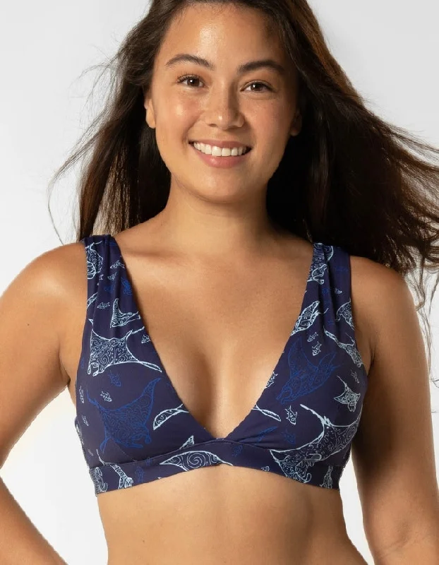Lace - trimmed bikini for an elegant and romantic touchDune – Ocean Manta Womens Plunge Bikini Top Lace - trimmed bikini for an elegant and romantic touchDune – Ocean Manta Womens Plunge Bikini Top