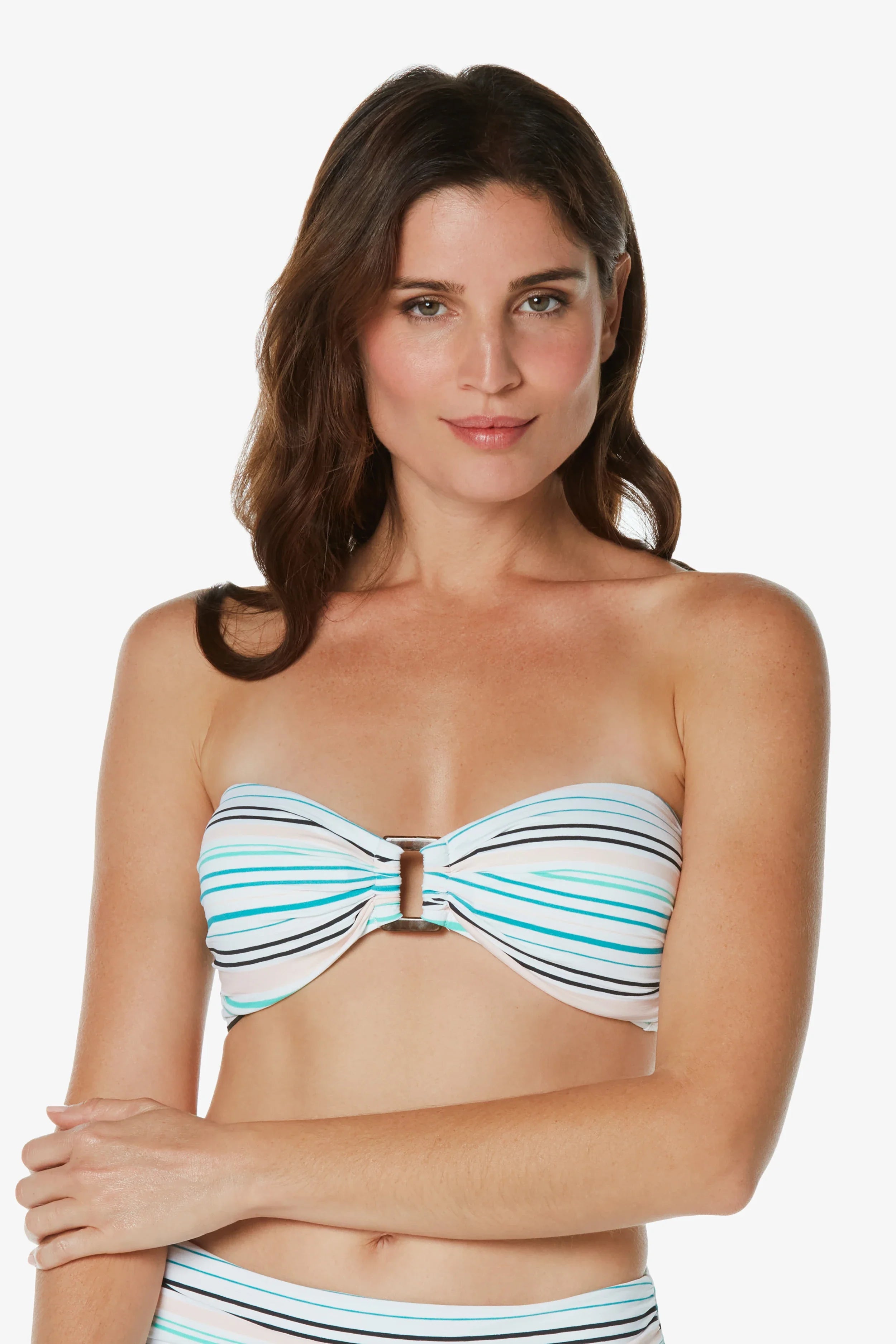 Plus - size bikini with full - coverage options for comfort and confidenceHook Back Tortoise Bandeau | Textured Coastal Stripe Plus - size bikini with full - coverage options for comfort and confidenceHook Back Tortoise Bandeau | Textured Coastal Stripe