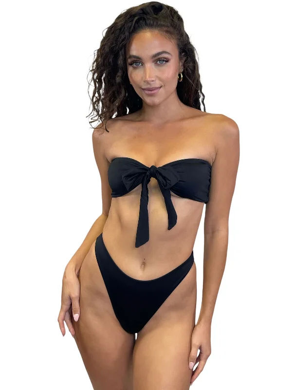 Neon - colored bikini to stand out on the beachMILAN HIGH LEG THONG BOTTOM- BLACK