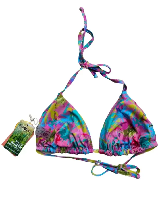 Sports bikini for high - intensity water activities like surfingPink Palm Womens Triangle Bikini Top Sports bikini for high - intensity water activities like surfingPink Palm Womens Triangle Bikini Top