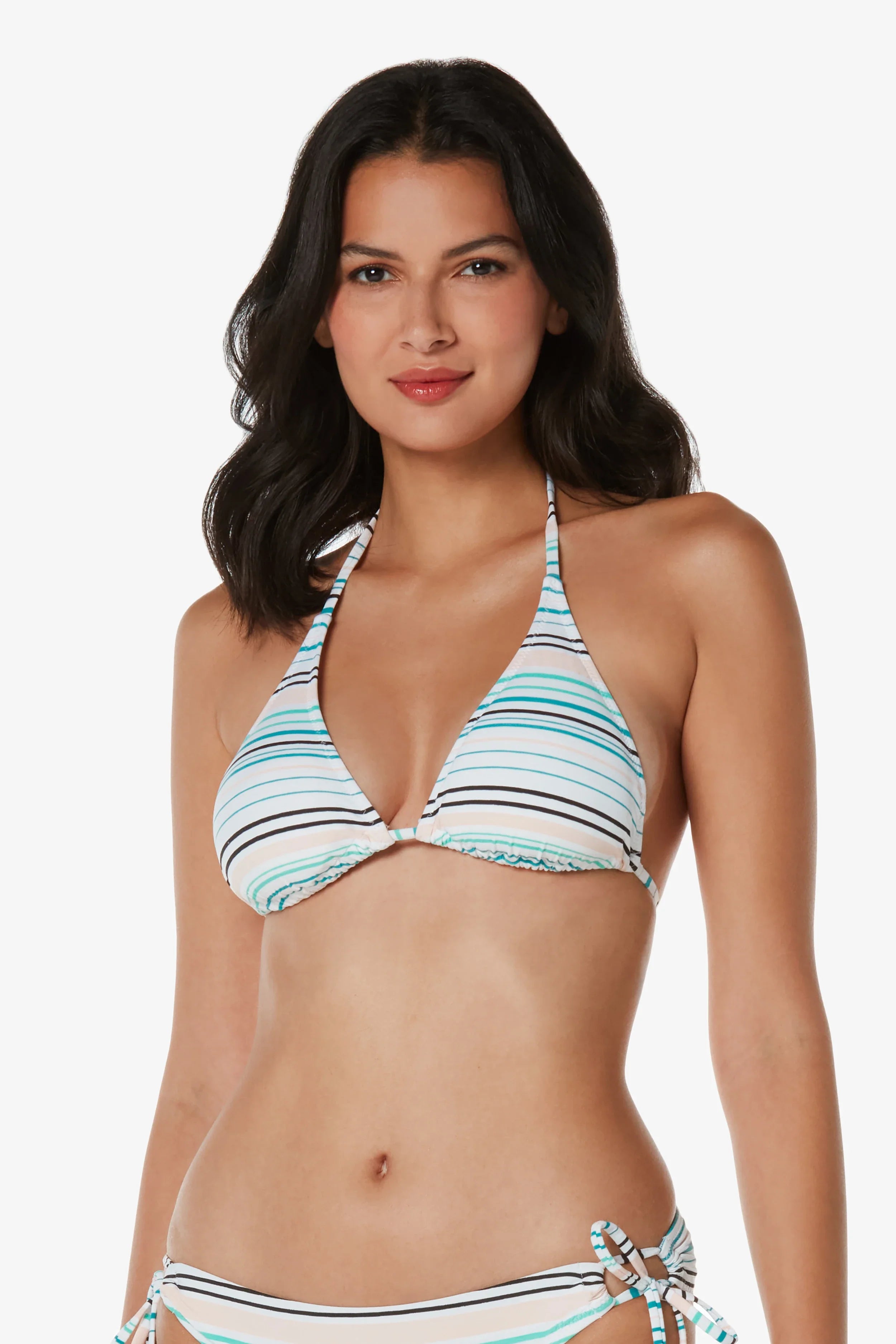 Monokini - style bikini with a unique one - piece - meets - bikini designString Bikini Top | Textured Coastal Stripe Monokini - style bikini with a unique one - piece - meets - bikini designString Bikini Top | Textured Coastal Stripe