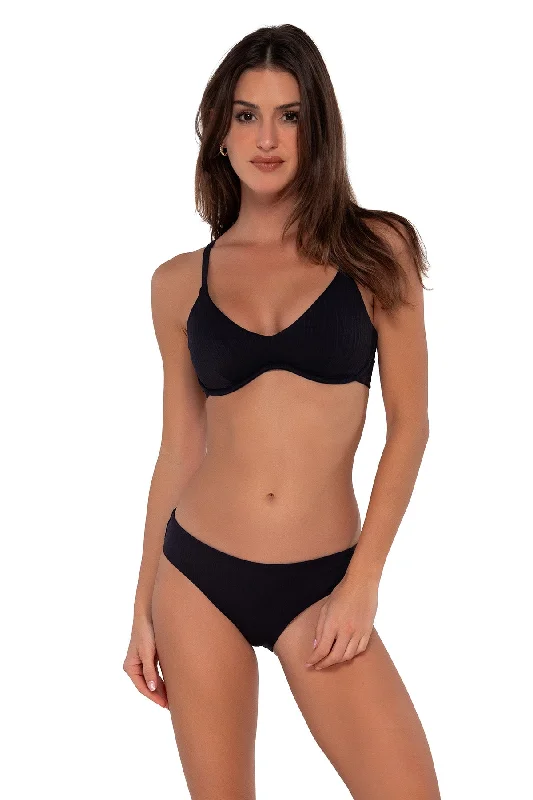 Tropical - themed bikini for a vacation - ready beach outfitSunsets Black Seagrass Texture Brooke U-Wire Top Tropical - themed bikini for a vacation - ready beach outfitSunsets Black Seagrass Texture Brooke U-Wire Top