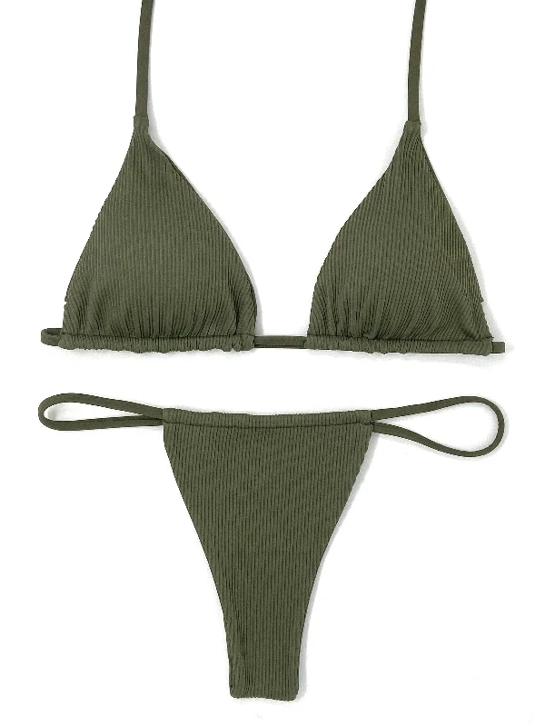 String bikini for a minimalistic and sexy beach styleARISTA SLIDE BOTTOM - OLIVE