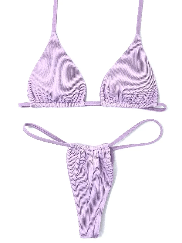 Floral - printed bikini for a feminine and colorful beach vibeARISTA SLIDE BOTTOM - RIBBED BABY PURPLE Floral - printed bikini for a feminine and colorful beach vibeARISTA SLIDE BOTTOM - RIBBED BABY PURPLE