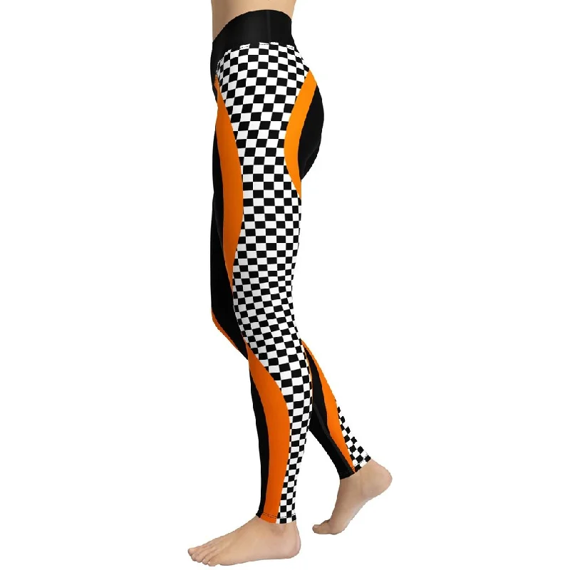 Women's Tight Trousers with Drawstring Waist in Khaki for a Relaxed and Adjustable FitBlack and Orange Checkered Yoga Leggings Women's Tight Trousers with Drawstring Waist in Khaki for a Relaxed and Adjustable FitBlack and Orange Checkered Yoga Leggings