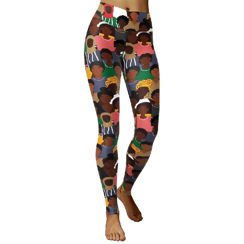 Women's Tight Trousers with Elastic Waistband in Black for Easy and Comfortable WearBlack History Celebration Yoga Leggings Women's Tight Trousers with Elastic Waistband in Black for Easy and Comfortable WearBlack History Celebration Yoga Leggings