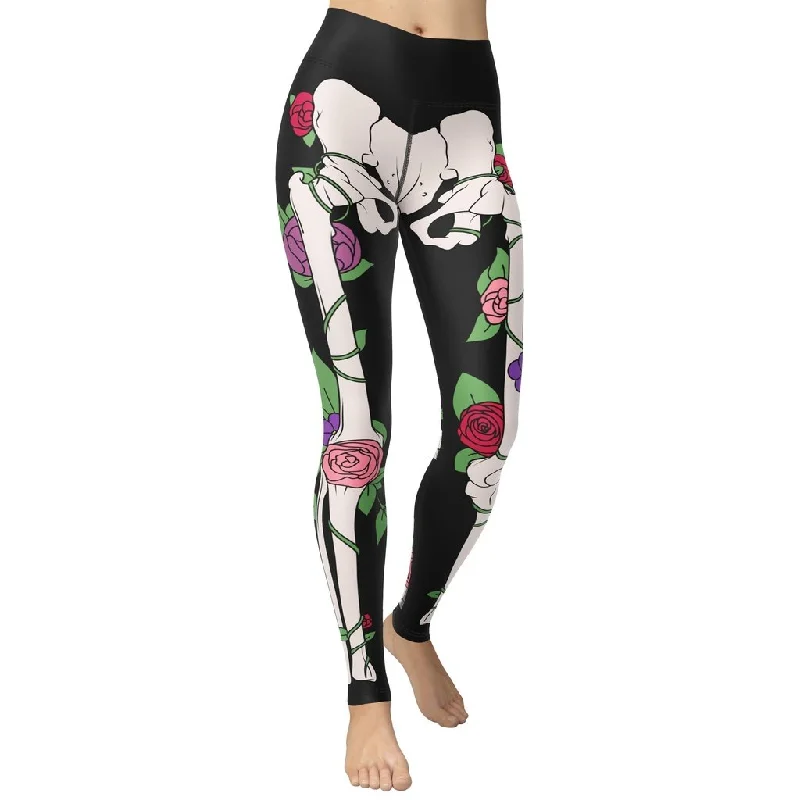 Women's Faux Leather Tight Trousers with Studded Details in Brown for an Edgy StyleBlooming Skeleton Yoga Leggings Women's Faux Leather Tight Trousers with Studded Details in Brown for an Edgy StyleBlooming Skeleton Yoga Leggings