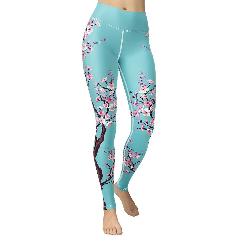 Plus Size Women's Stretch Cotton Tight Trousers in Navy for Comfortable Everyday WearCherry Blossom Yoga Leggings Plus Size Women's Stretch Cotton Tight Trousers in Navy for Comfortable Everyday WearCherry Blossom Yoga Leggings