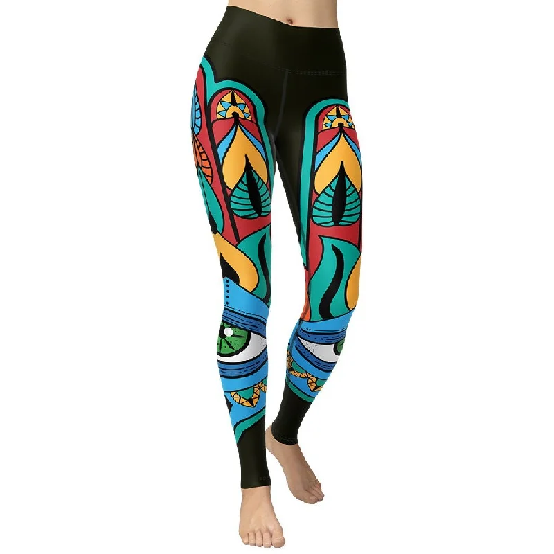 Plus Size Women's Printed Tight Trousers in Floral Patterns for a Spring - Inspired OutfitColorful Eye Symbol Yoga Leggings Plus Size Women's Printed Tight Trousers in Floral Patterns for a Spring - Inspired OutfitColorful Eye Symbol Yoga Leggings