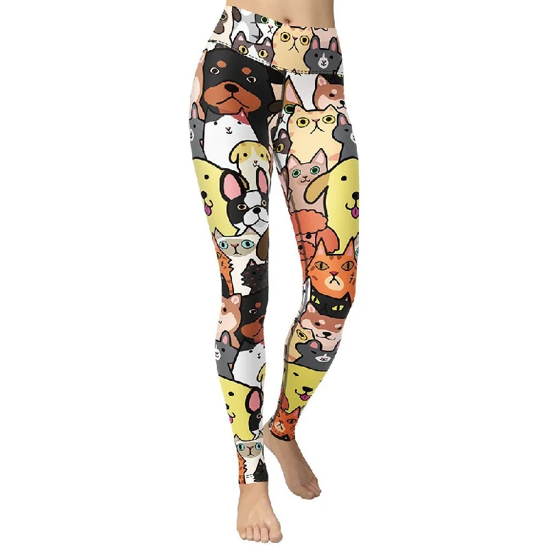 Women's High - Waisted Tight Trousers with Side Slits in Beige for a Trendy LookCuteness Overload Yoga Leggings Women's High - Waisted Tight Trousers with Side Slits in Beige for a Trendy LookCuteness Overload Yoga Leggings