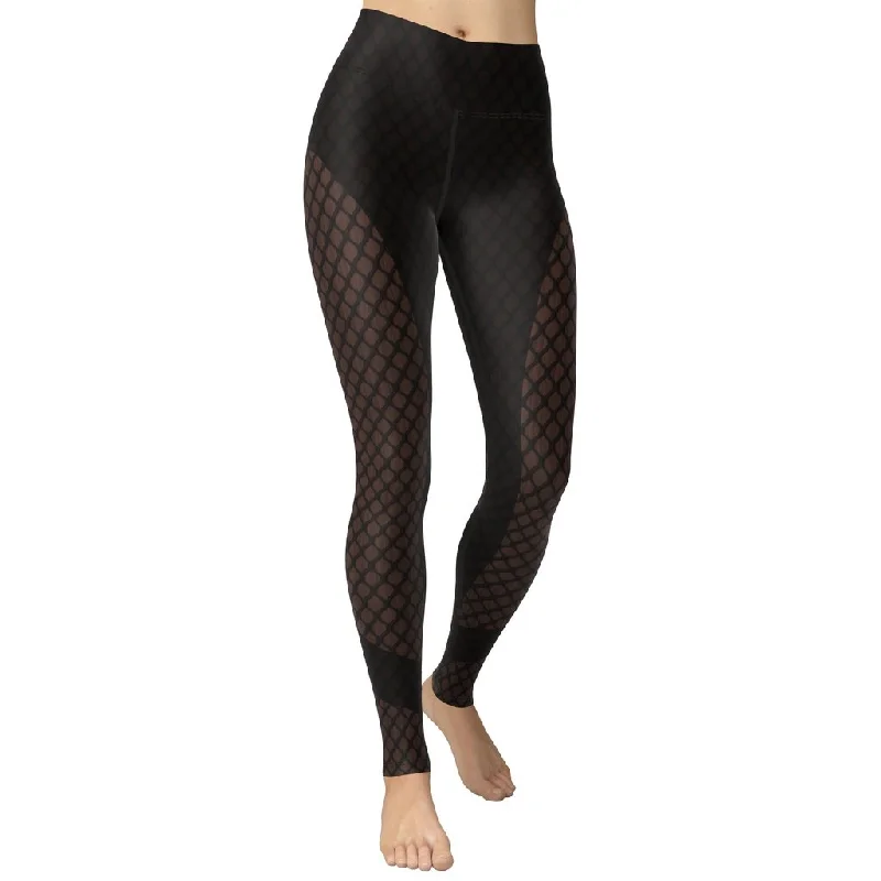 Plus Size Women's Snake - Print Tight Trousers in Brown and Black for a Bold Fashion StatementDark Mesh Print Yoga Leggings Plus Size Women's Snake - Print Tight Trousers in Brown and Black for a Bold Fashion StatementDark Mesh Print Yoga Leggings
