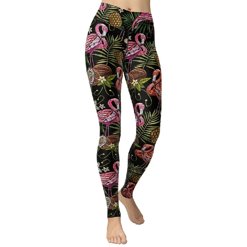 Women's Velvet Tight Trousers in Burgundy for a Luxurious and Elegant AppearanceEmbroidery Flamingo Yoga Leggings Women's Velvet Tight Trousers in Burgundy for a Luxurious and Elegant AppearanceEmbroidery Flamingo Yoga Leggings