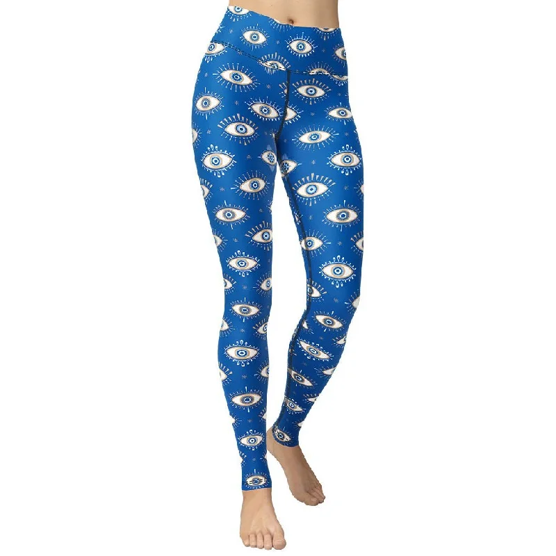 Women's Tight Trousers with Elastic Waistband in Black for Easy and Comfortable WearEvil Eye Pattern Yoga Leggings Women's Tight Trousers with Elastic Waistband in Black for Easy and Comfortable WearEvil Eye Pattern Yoga Leggings