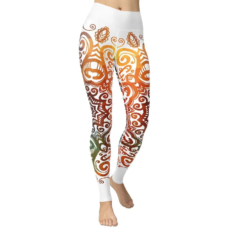 Plus Size Women's Printed Tight Trousers in Floral Patterns for a Spring - Inspired OutfitFloral Ornament Yoga Leggings Plus Size Women's Printed Tight Trousers in Floral Patterns for a Spring - Inspired OutfitFloral Ornament Yoga Leggings