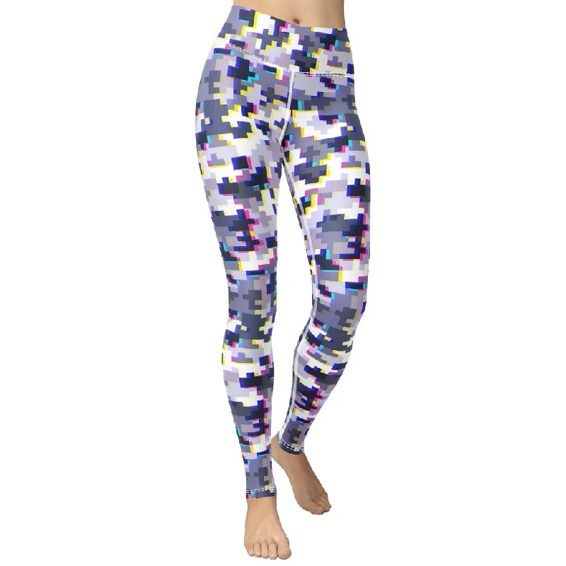 Plus Size Women's Corduroy Tight Trousers in Olive Green for a Retro and Cozy VibeGlitchy Camo Yoga Leggings