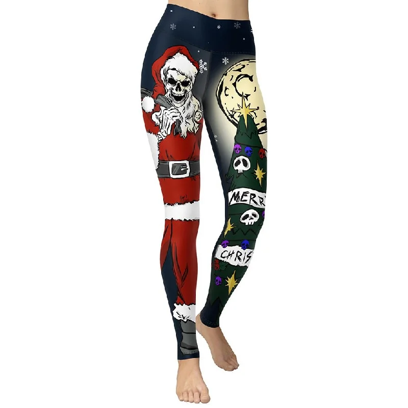 Women's Seamless Compression Tight Trousers in Gray for Fitness and Yoga SessionsGoth Christmas Yoga Leggings Women's Seamless Compression Tight Trousers in Gray for Fitness and Yoga SessionsGoth Christmas Yoga Leggings